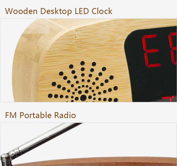 wooden desktop led clock