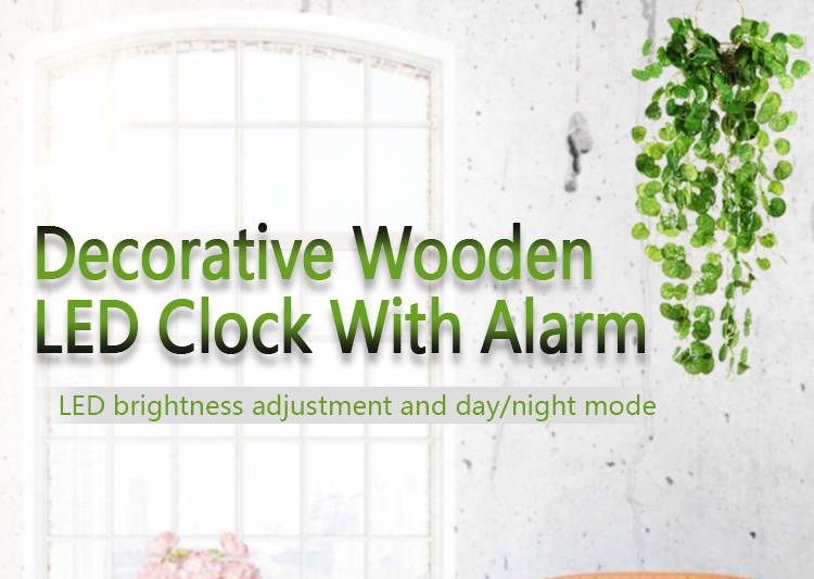 decoration wooden LED digital alarm clock