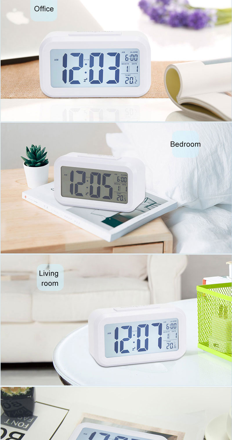 Large LCD display backlight travel clock with calendar and temperature ...