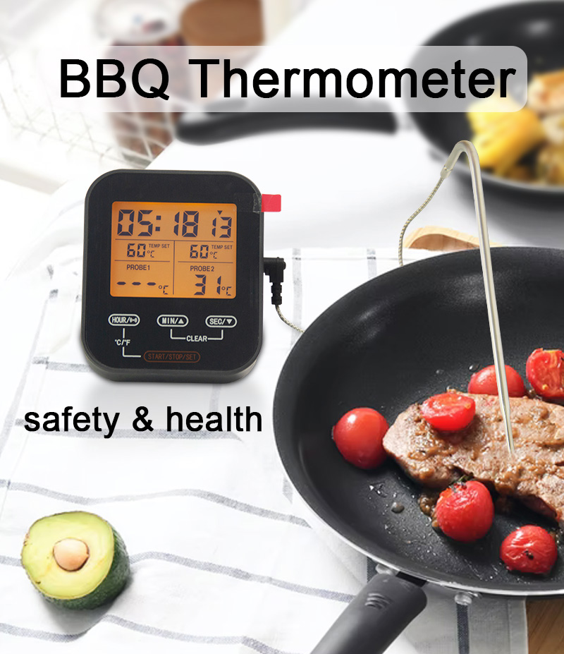 Digital Cooking Food Meat Smoker Oven Kitchen BBQ Grill Thermometer with  Stainless Steel Probes Wholesale - China BBQ Thermometer and Wireless  Remote Cooking Thermometer price