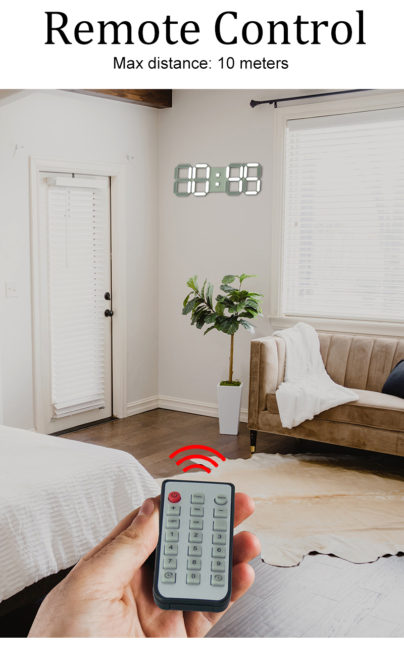 modern digital 3d led wall clock alarm