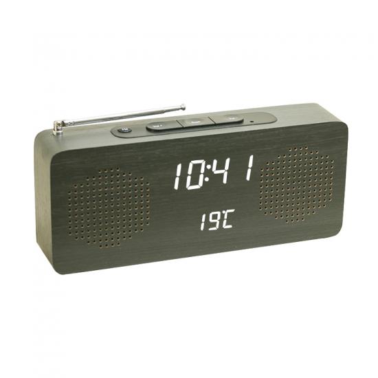  FM radio digital wooden LED table alarm clock temperature display