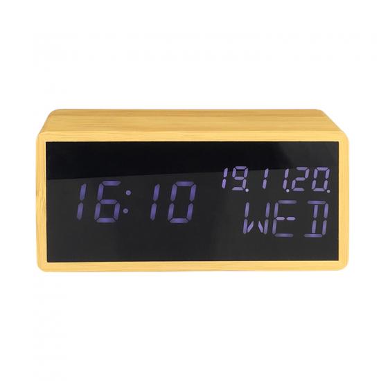 voice controlled wood alarm clock