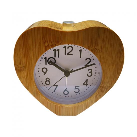 wood frame silent quartz sweep movement desk clock