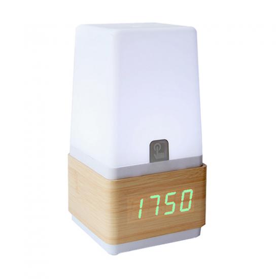 Digital touch sensative wooden alarm clock and soft light lamp