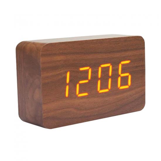 LED digital wooden voice control table alarm clock