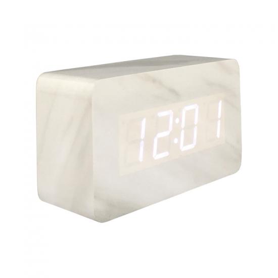 Marble digital wooden desktop snooze alarm clock