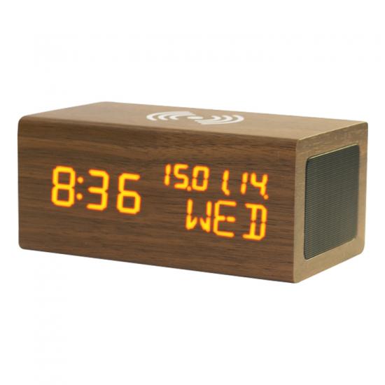 bluetooth speaker with wireless charger and alarm clock with calendar and week