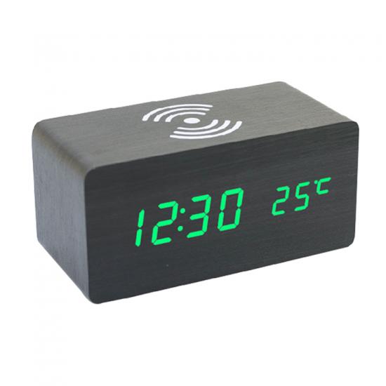 Digital Wooden Alarm Clock Wireless, Wooden Alarm Clock