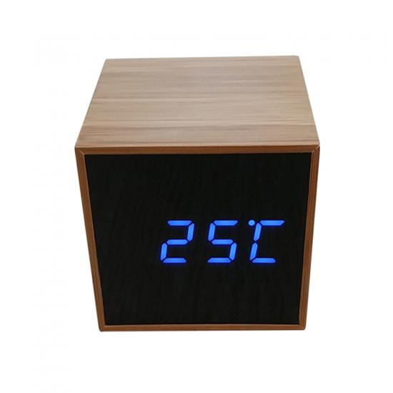 Mini Cube Bamboo Acrylic mirror digital alarm clock