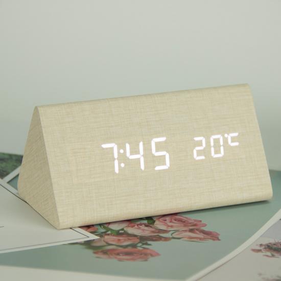 LED digital voice control wooden table clock