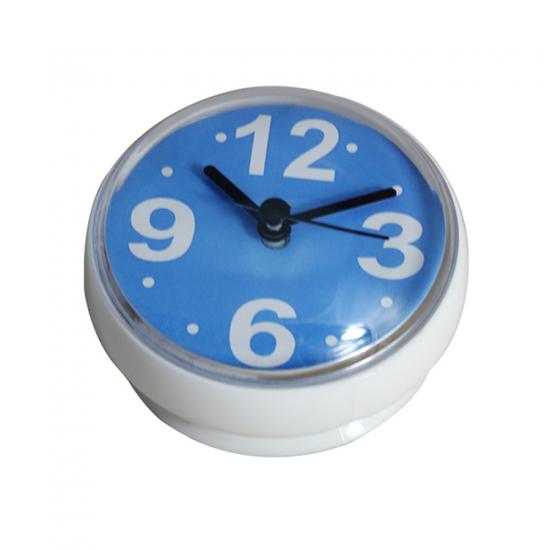 Round waterproof quartz movement plastic suction bathroom wall clock