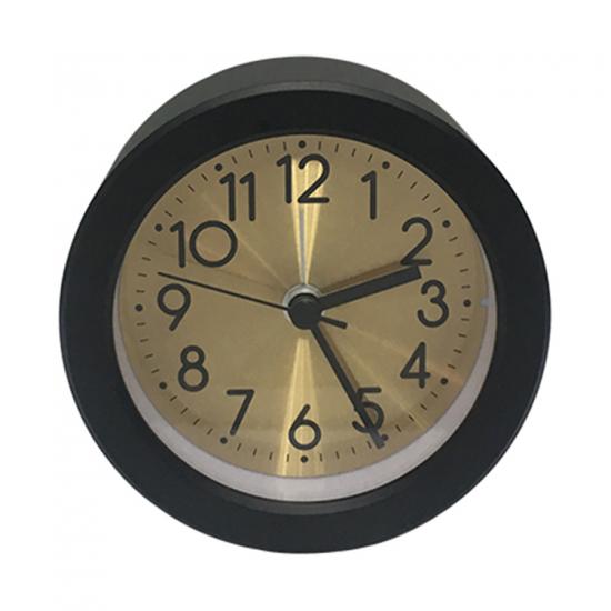 Black quartz snooze alarm clock with back LED light