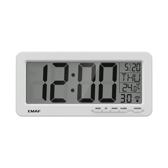 Mini Foldable Travel Alarm Clock with Temperature/Date/Calendar/Snooze for Office /Bedroom/Study/kitchen/Living room Silent LCD Digital Screen Desk Clock with Soft Blue Backlight White
