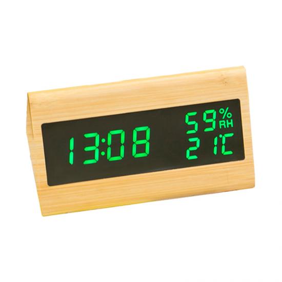 Best selling triangle shape wooden LED table alarm clock