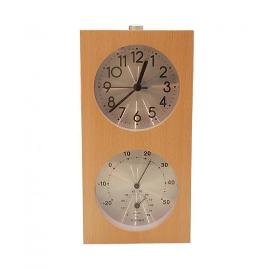 wooden silent quartz desk clock with backlight