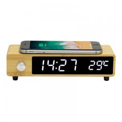 Wireless Charger Bamboo Alarm Clock