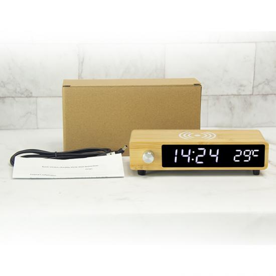 Wireless Charger Bamboo Alarm Clock