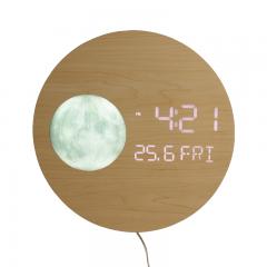 Wooden Phases Led Wall Clock