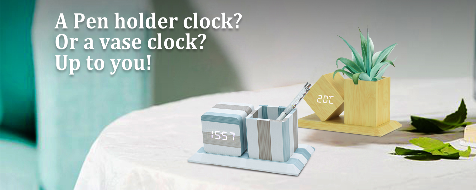 Pen holder clock or vase clock