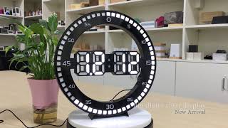Black USB LED Digital Wall Clock with 3D LED clock 