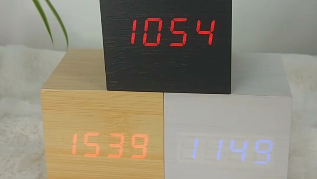 Mini cube digital LED wooden alarm clock EC-W001