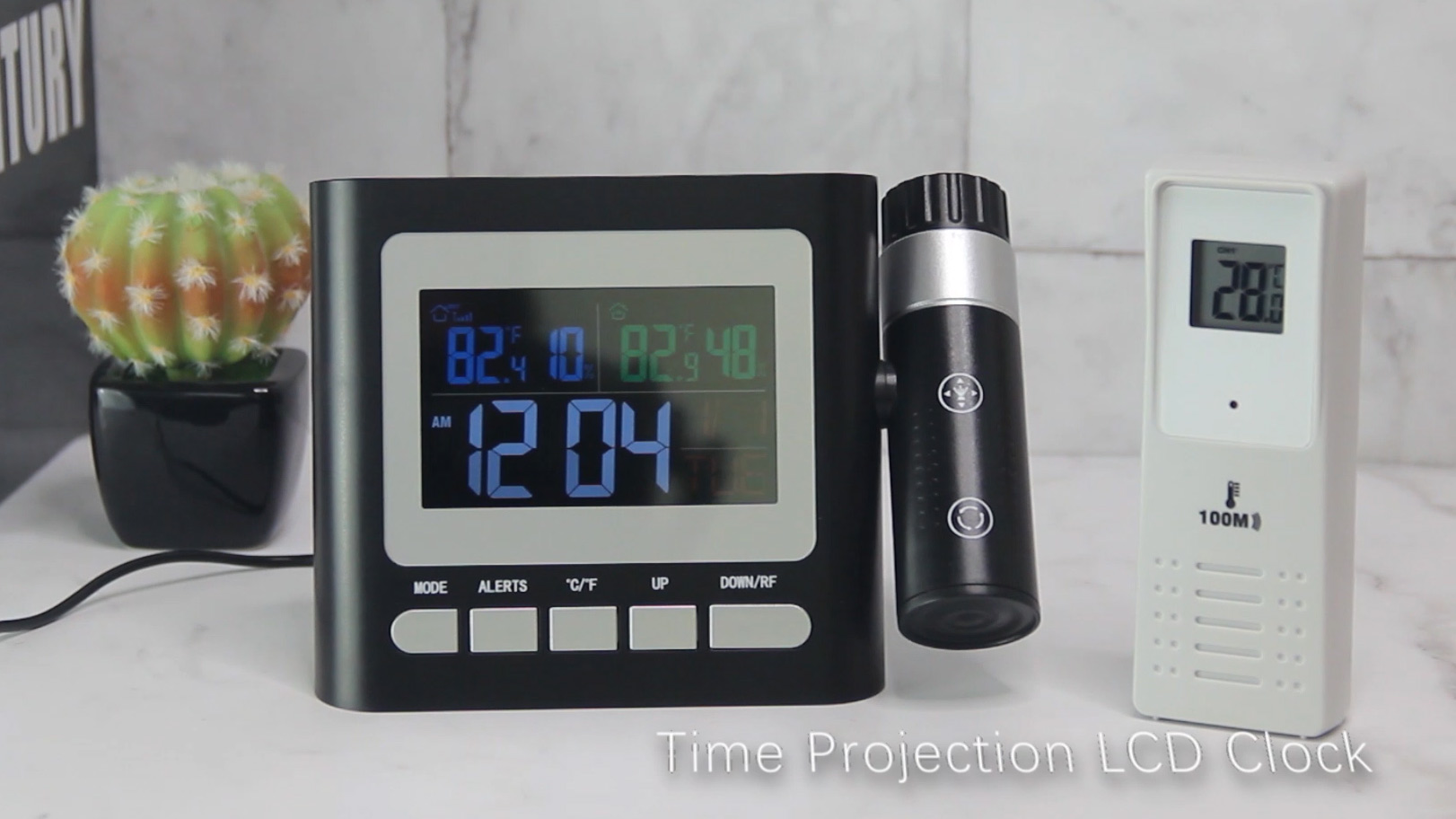 LCD Digital Time Projection Alarm Clock With Indoor&Outdoor Temperature